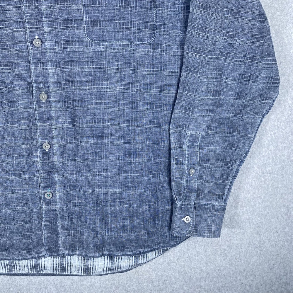 Tommy Bahama Button Down Shirt Mens XXL Blue Linen Cotton Slub Long Sleeve - Picture 5 of 16